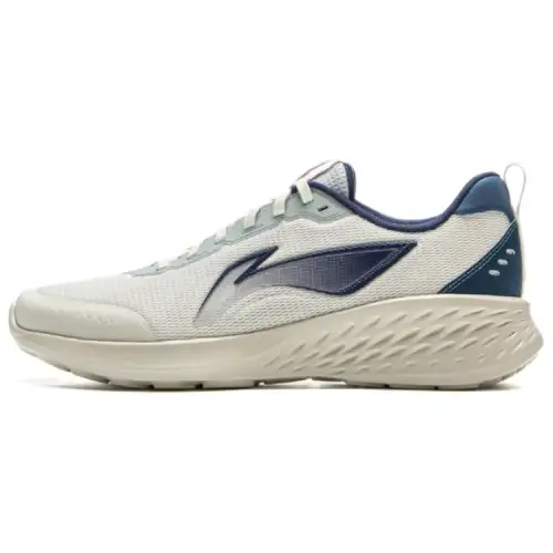 Li Ning Light Cloud Slip Resistant Abrasion Resistant Low top Casual Running Shoes Men's White Blue