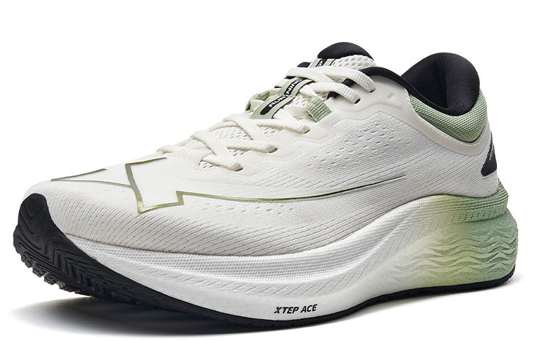 XTEP Comfortable Slip Resistant Abrasion Resistant Low top Running Shoes Men’s Sail White/Mountain Green