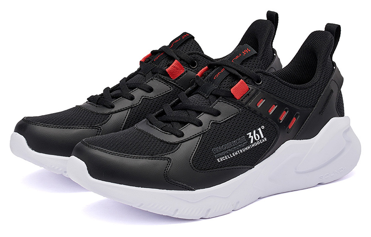 361° Cushioning Slip Resistant Abrasion Resistant Breathable Lightweight Low top Running Shoes Men’s Black Red
