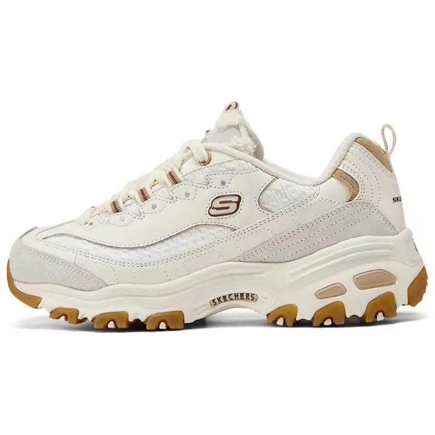 Skechers D'Lites 1.0 Abrasion Resistant Height Increasing Low top Chunky Sneakers Women's Ivory Brown