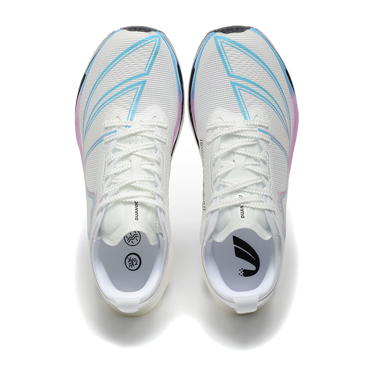 DUANGOU Cushioning Slip Resistant Abrasion Resistant Breathable Low top Running Shoes Unisex White Blue Dream Pink