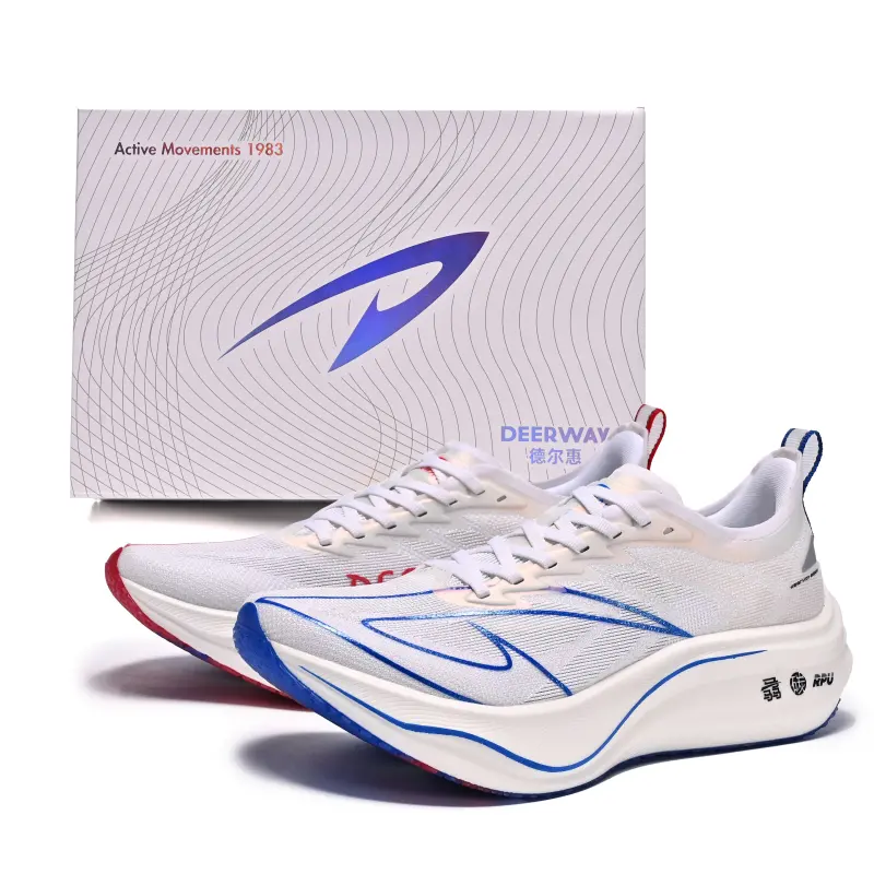 DEERWAY Delhui Blast 1.0 Full Palm Carbon Plate Year of the Horse Gift Box Model Professional Middle School Physical Exam Track and Field Training Marathon Sports Long Distance Racing Limited Cushioning Breathable High Rebound Propulsion Low-top Running Shoes Same Style for Men and Women Red and Blue Mandarin Ducks