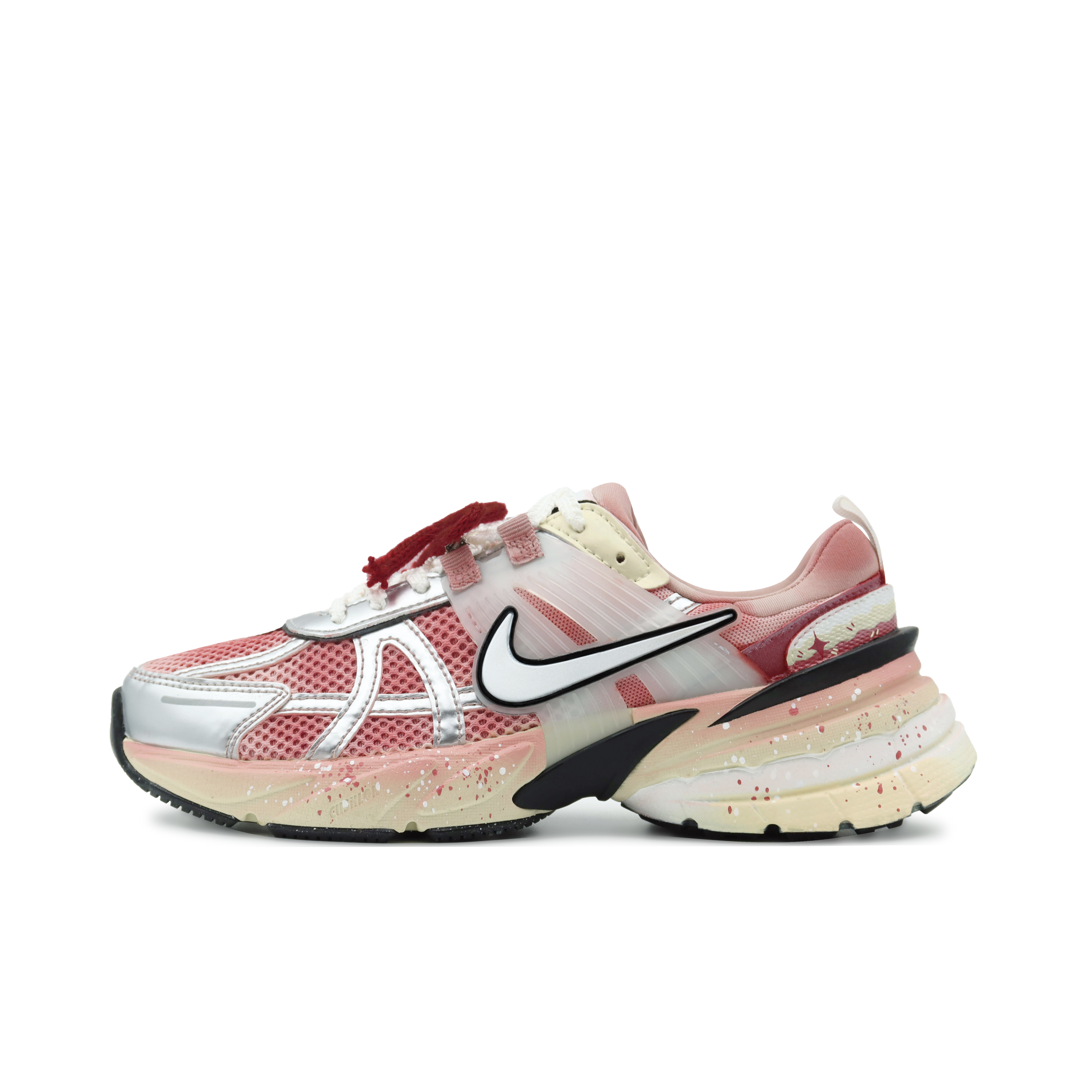 Nike V2K Run Fabric Low top Running Shoes Women's Silver Red