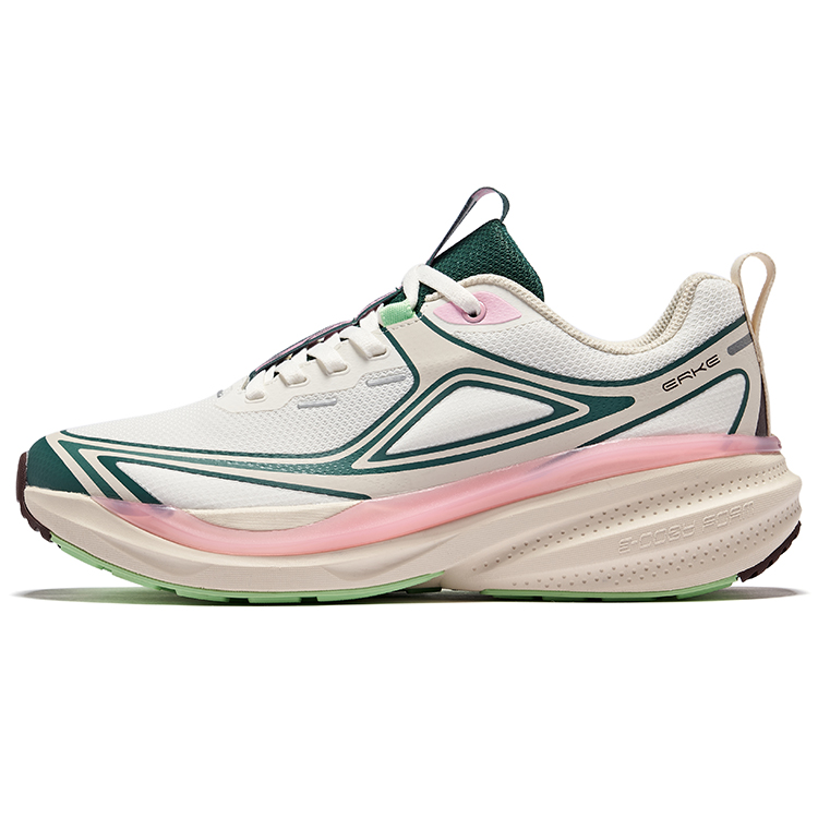 Erke Cushioning Slip Resistant Rebound Low top Running Shoes Women’s Microcrystal White Mountain Green