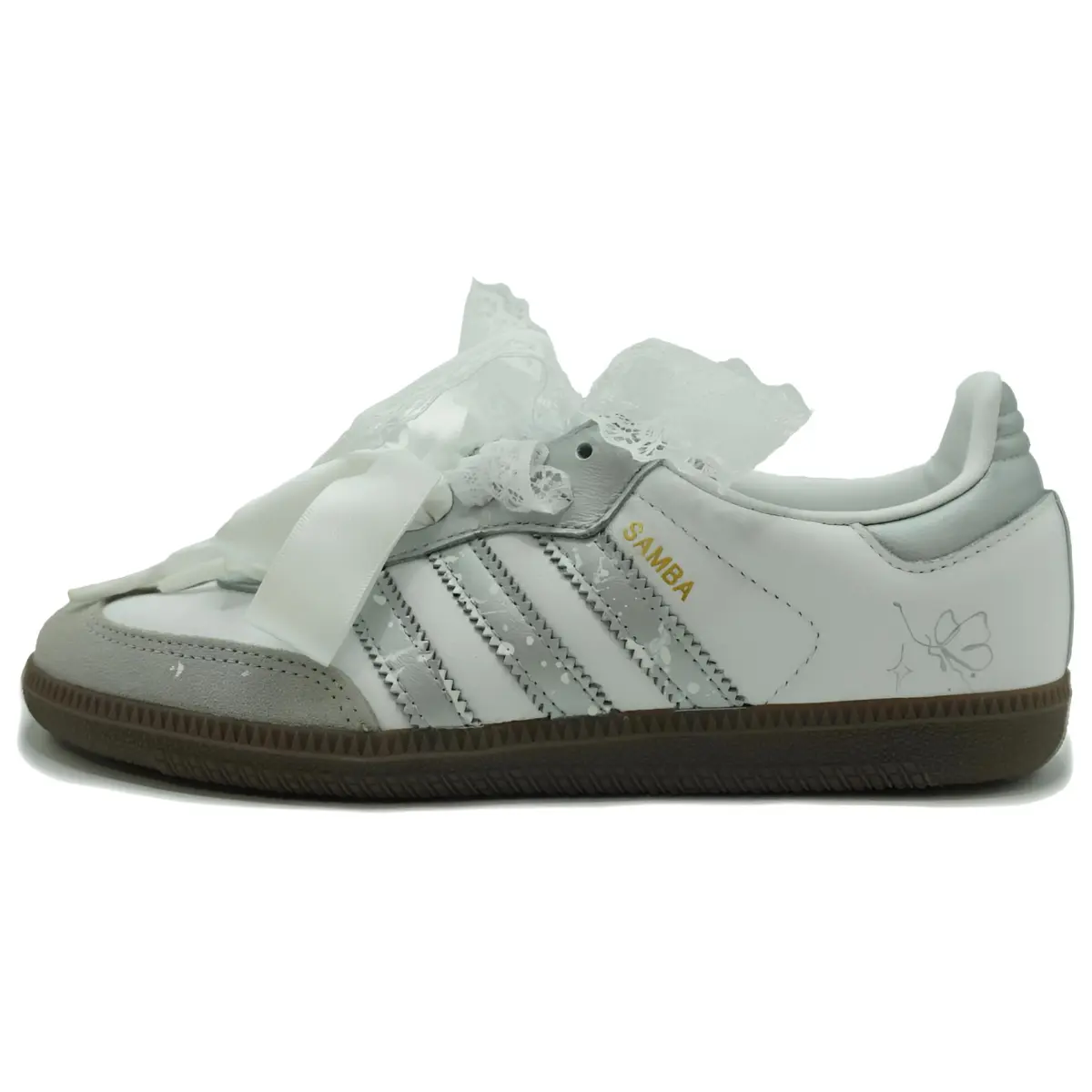 Adidas Originals SAMBA OG Abrasion Resistant Low top Skateboard Shoes Unisex Silver White Gray