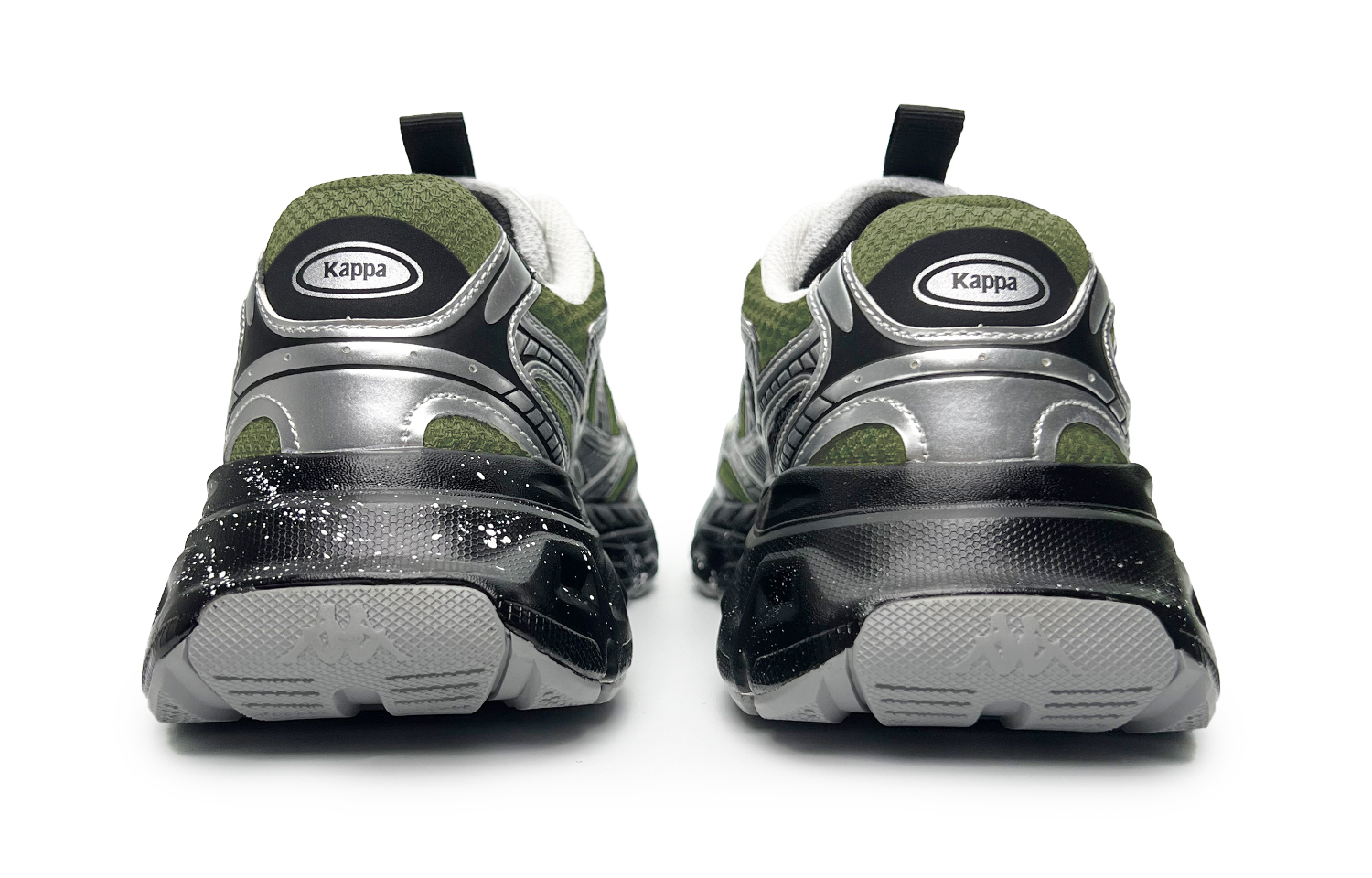 Kappa Cushioning Abrasion Resistant Breathable Low top Running Shoes Unisex Black Green Silver
