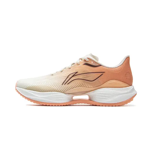 Li Ning Super Light 22 Minimalist Fashion Cushioning Breathable Low top Sprint Running Shoes Women's White Orange