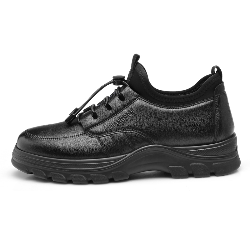 Qiangren 3515 genuine leather shoes, comfortable commuting and long standing work shoes, sports leather shoes, women's casual shoes, black