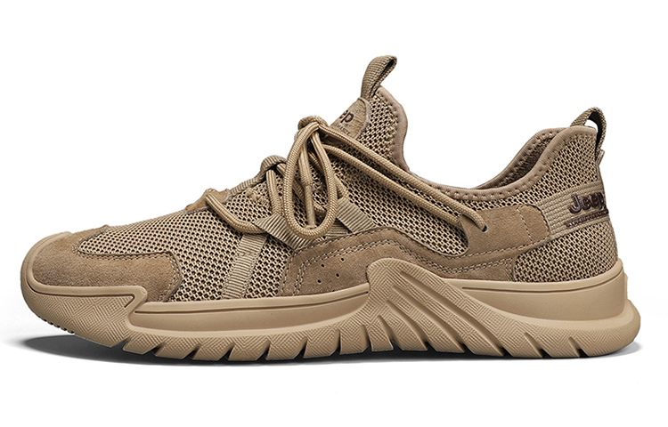 Jeep Textile, Leather Abrasion Resistant, Breathable, Lightweight Low top Running Shoes Men’s Khaki