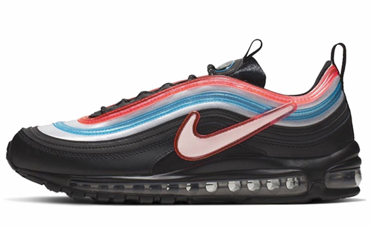 Nike Air Max 97 OG model retro rainbow luminous Seoul city limited leather wear-resistant lightweight low-top air cushion casual running shoes men and women same style dark black