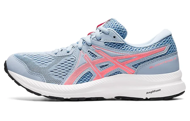 ASICS Gel Contend 7 Comfortable Abrasion Resistant Low top Running Shoes Women's Blue Pink