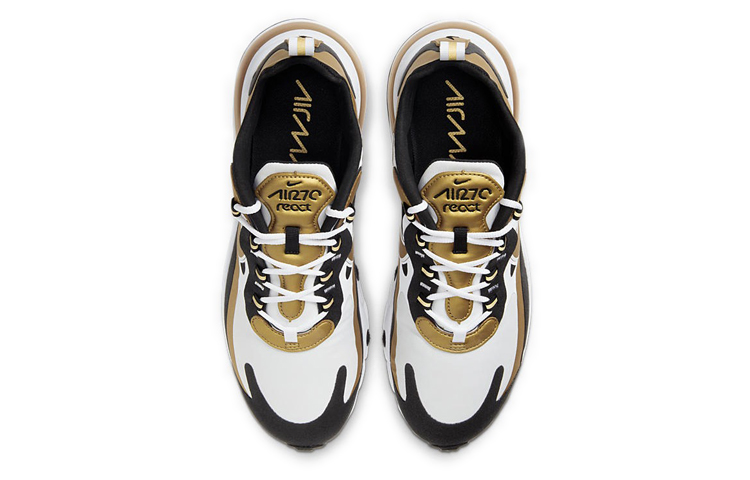 Мужские кроссовки Nike Air Max 270 React (черно-золотые) — фото 5