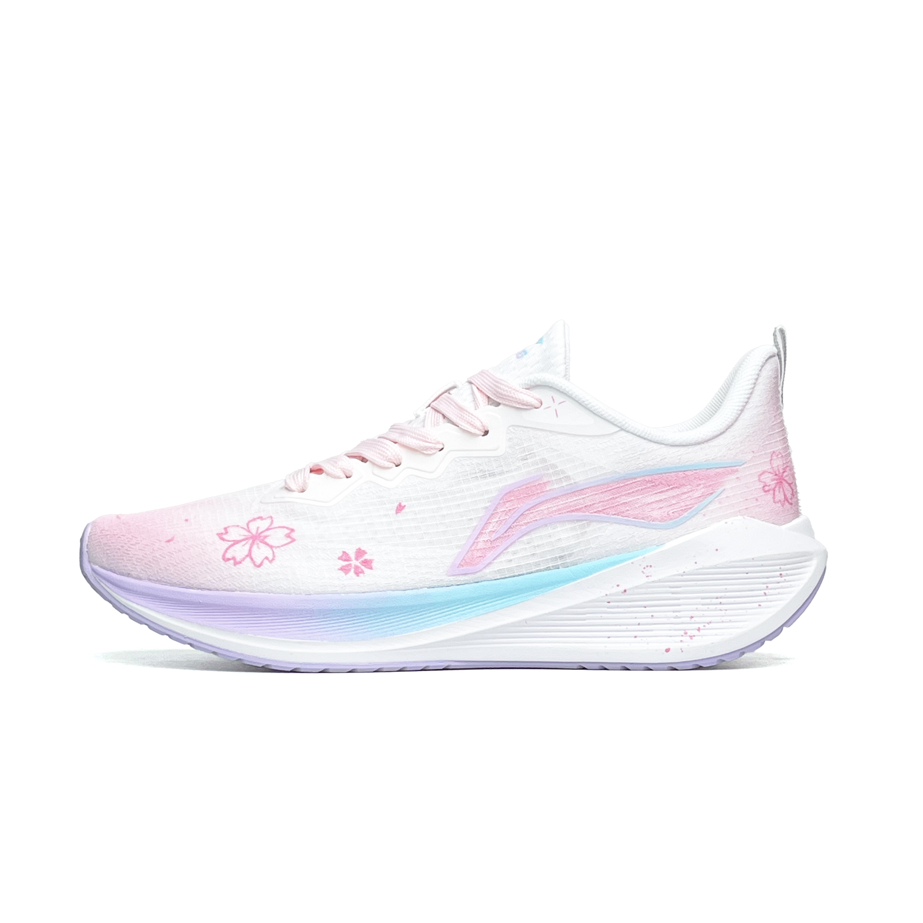 Li Ning Wuyue Slip Resistant Abrasion Resistant Low top Casual Running Shoes Women's White Pink