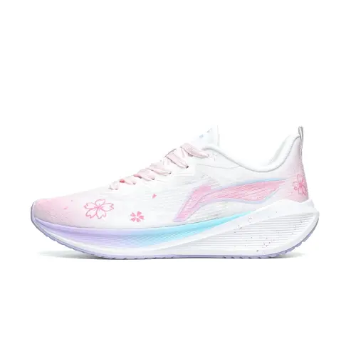 Li Ning Wuyue Slip Resistant Abrasion Resistant Low top Casual Running Shoes Women's White Pink