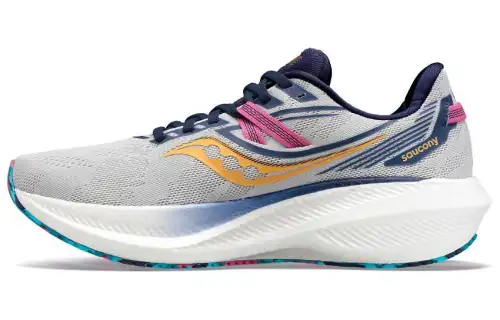 Saucony Triumph 20 Fashion Fabric Waterproof Cushioning Breathable Coverage Low top Running Shoes Women's Gray Wide Fit