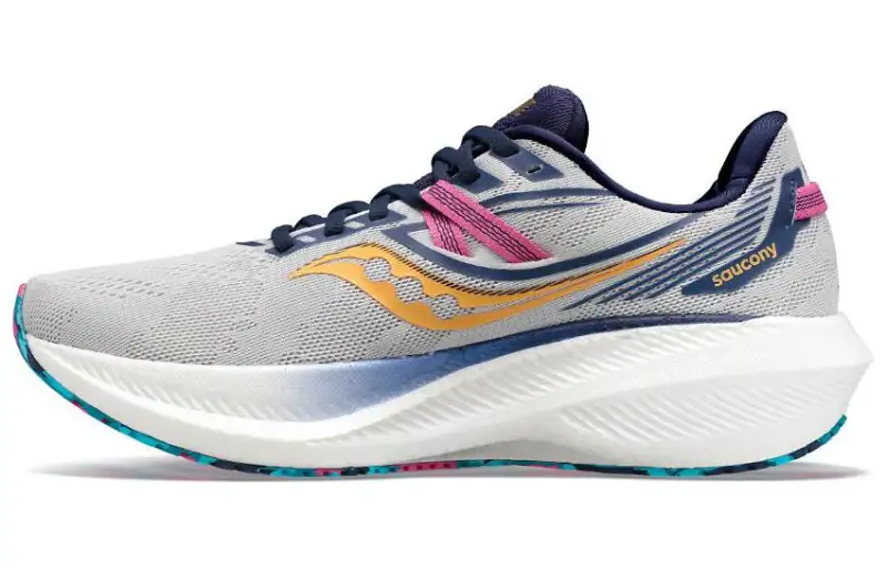 Saucony Triumph 20 Fashion Fabric Waterproof Cushioning Breathable Coverage Low top Running Shoes Women's Gray Wide Fit
