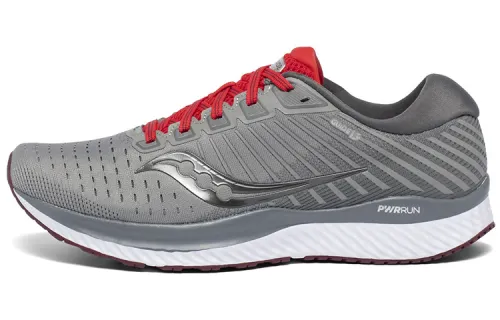 Saucony Guide 13 Mesh Slip Resistant Support Lightweight Low top Casual Running Shoes Men's Gray Red
