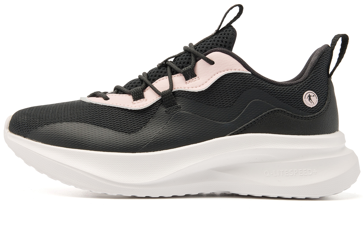QIAODAN Cushioning Slip Resistant Abrasion Resistant Low top Casual Running Shoes Women’s Black Pink