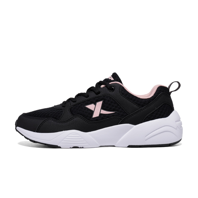 XTEP Breathable And Lightweight Low top Running Shoes Women’s Black Pink