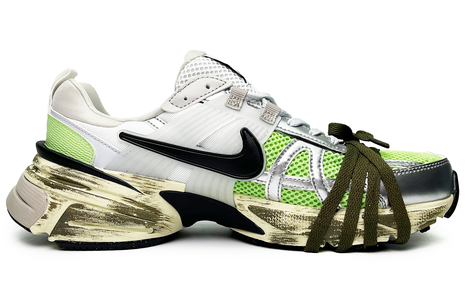 Nike V2K Run Non slip Lightweight Low top Running Shoes Women’s Silver Green