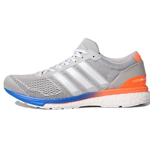 Adidas Adizero Boston 6 Slip Resistant Fabric Abrasion Resistant Low top Running Shoes Men's Gray Orange Blue