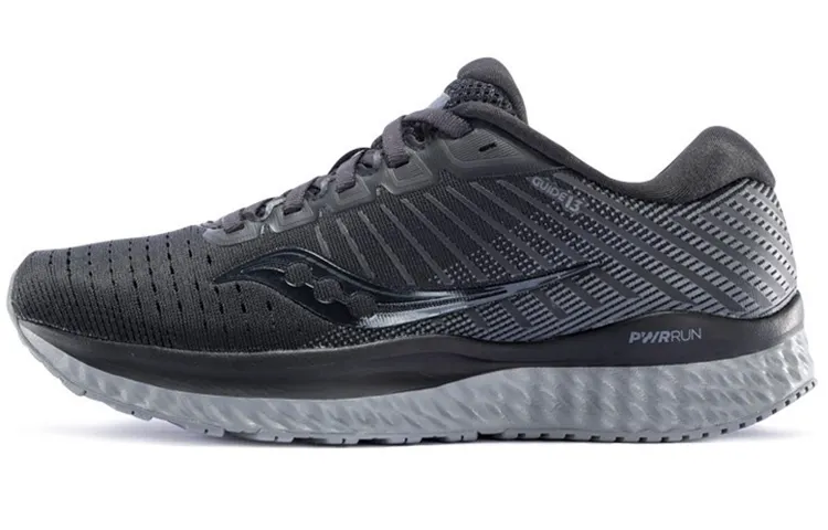 Saucony Guide 13 Stable Mesh Lightweight Slip Resistant Support Low top Running Shoes Men's Black Gray