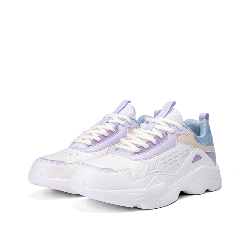 XTEP Cushioning Slip Resistant Abrasion Resistant Low top Running Shoes Women’s White Purple