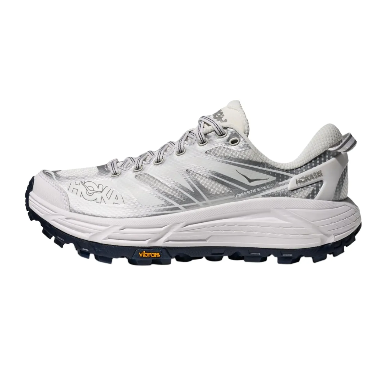 HOKA ONE ONE Mafate Speed 2 Textile, Synthetic Leather Breathable Low top Casual Running Shoes Unisex Star Moon White