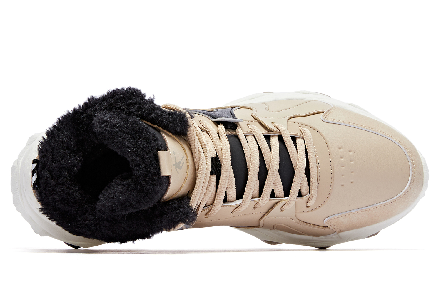 QIAODAN Fleece lined Slip Resistant Abrasion Resistant High top Running Shoes Men’s Brown Black