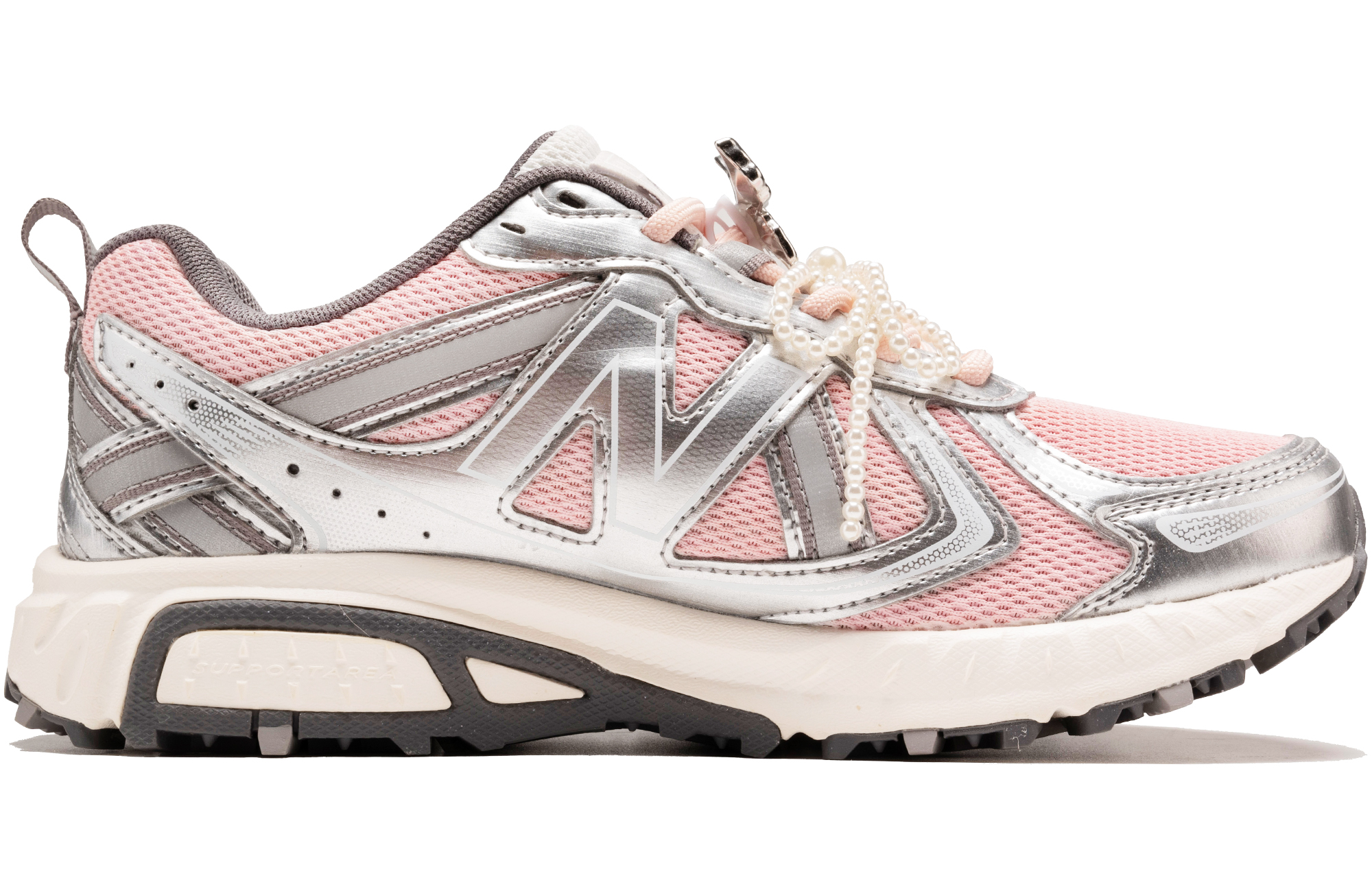 New Balance NB 410 Cushioning Slip Resistant Abrasion Resistant Low top Casual Running Shoes Unisex Silver Pink