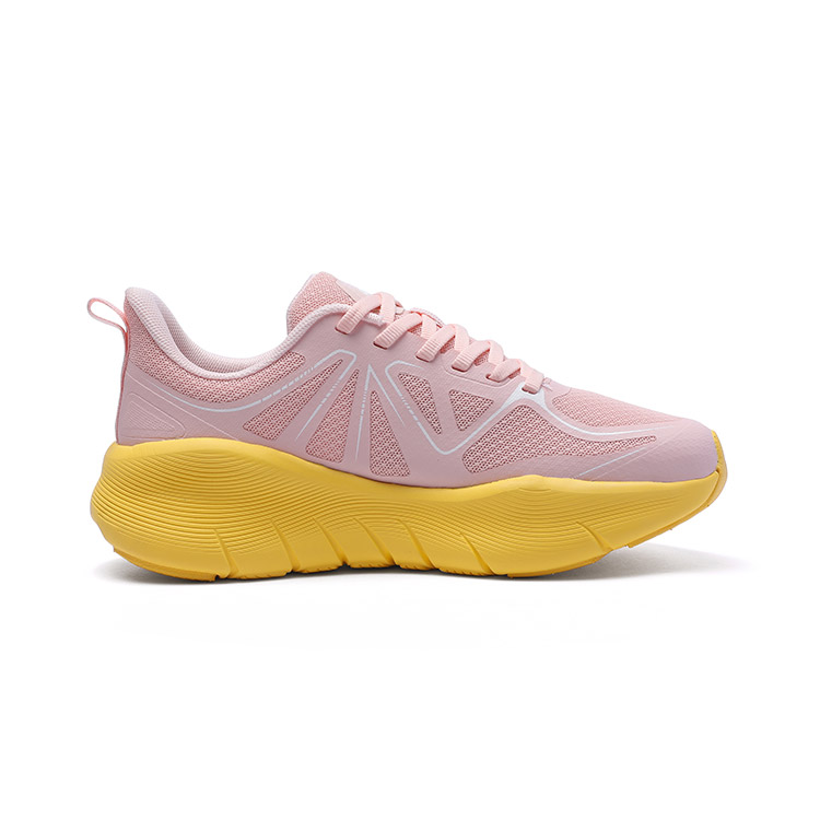 LPMX Cushioning Slip Resistant Abrasion Resistant Breathable Low top Running Shoes Unisex Pink Yellow