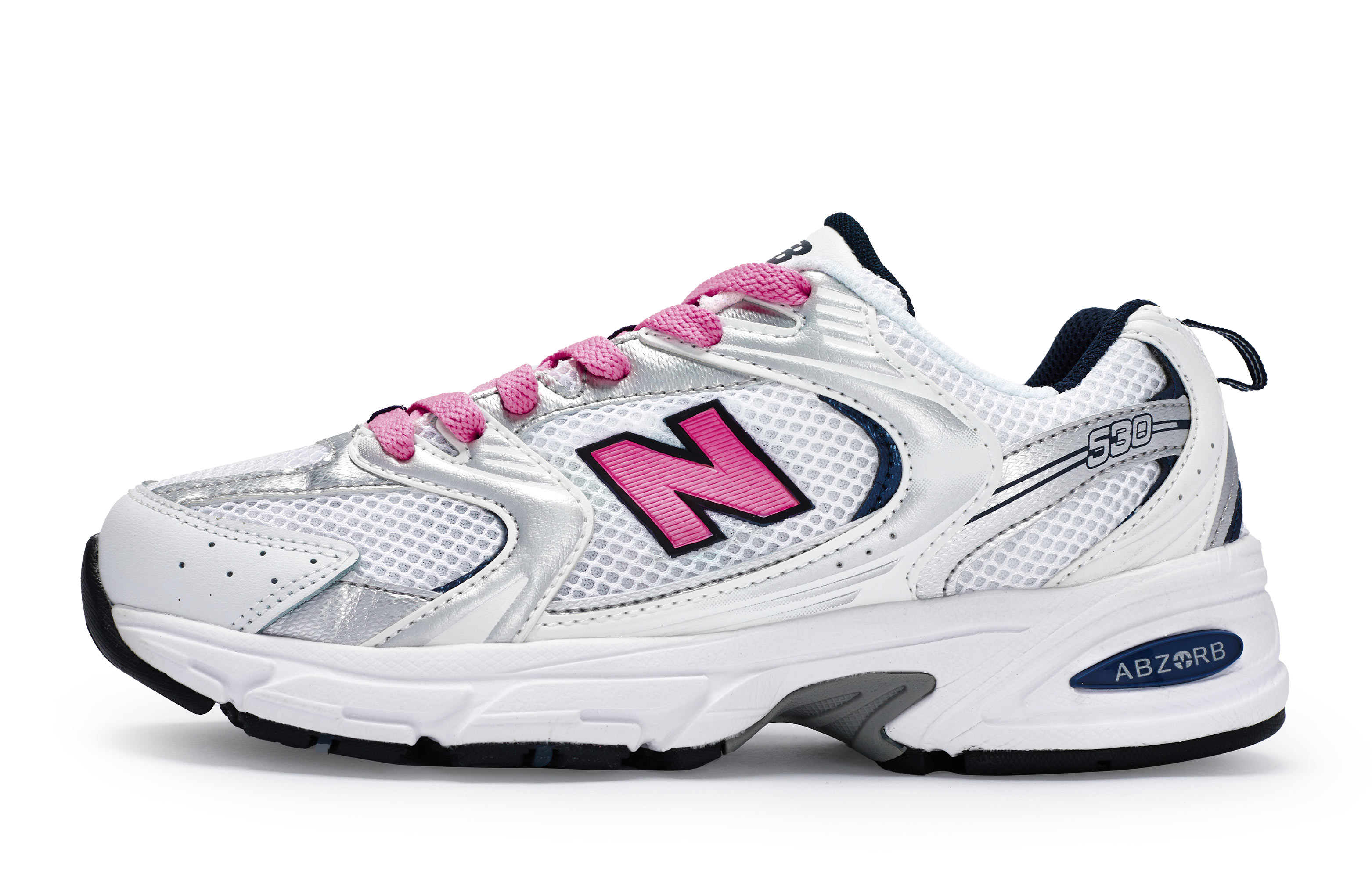 New Balance NB 530 Cushioning Slip Resistant Breathable Low top Running Shoes Unisex White Silver Rose Red