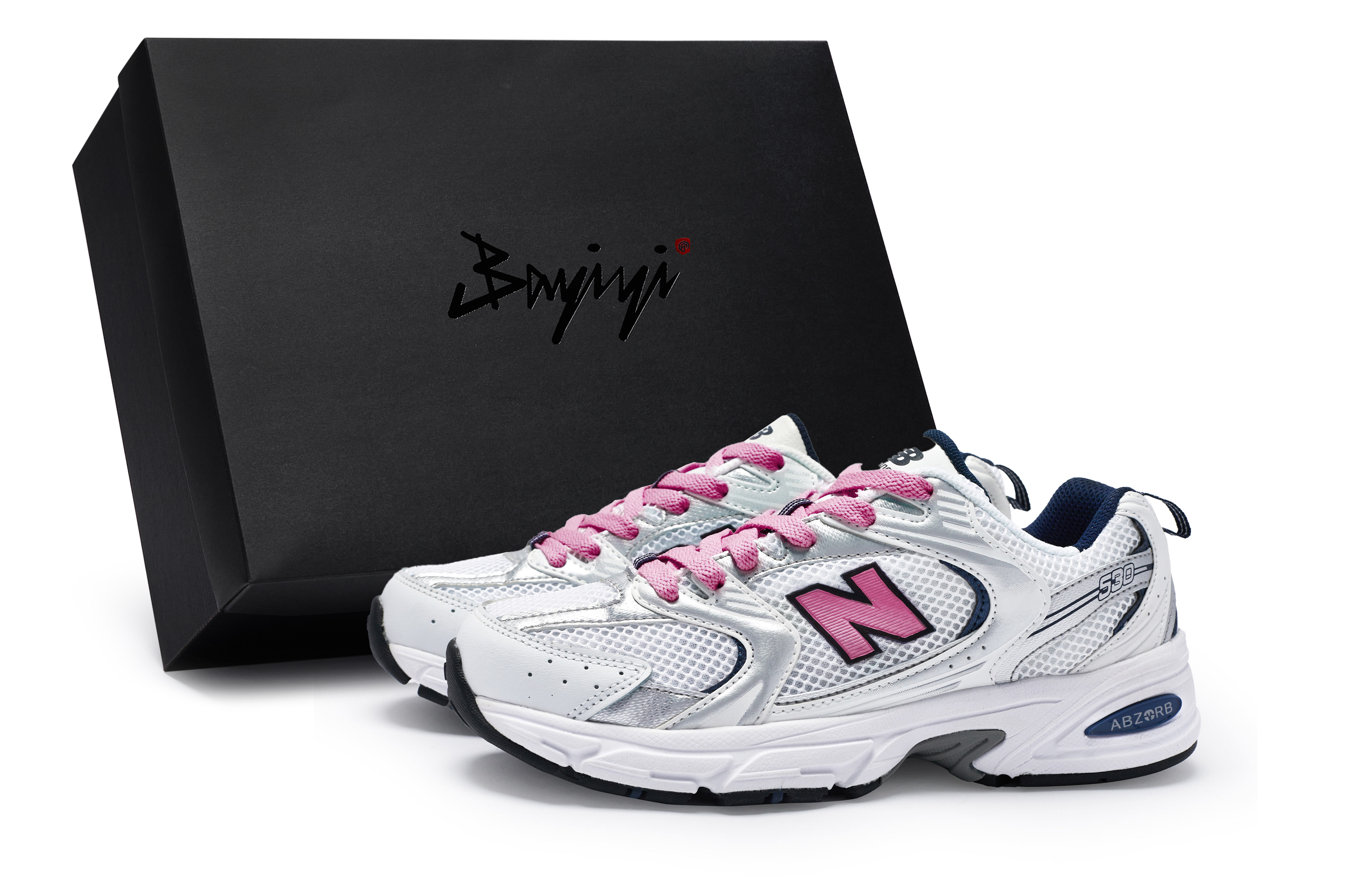 New Balance NB 530 Cushioning Slip Resistant Breathable Low top Running Shoes Unisex White Silver Rose Red