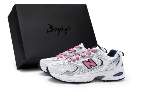 New Balance NB 530 Cushioning Slip Resistant Breathable Low top Running Shoes Unisex White Silver Rose Red
