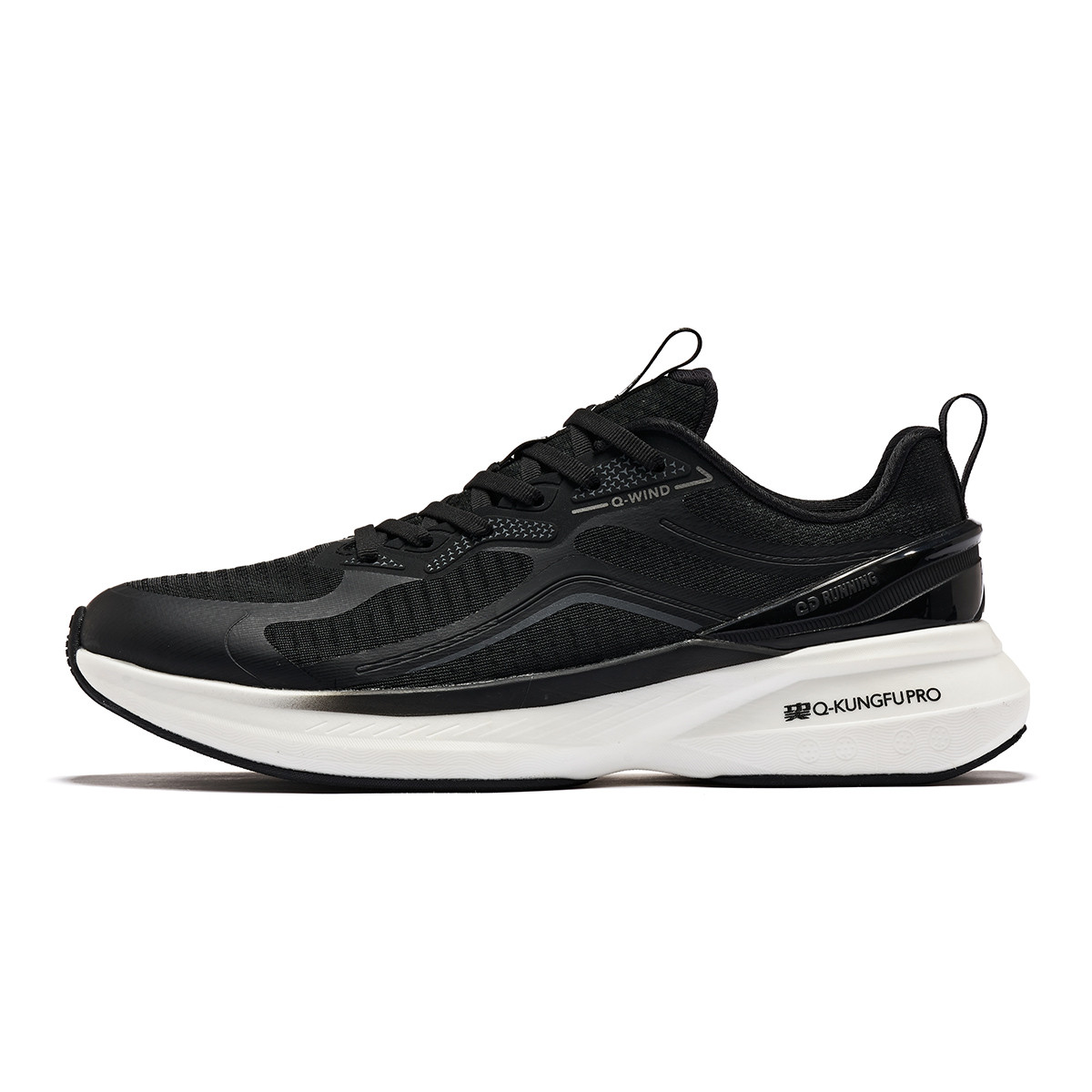 QIAODAN Winding 12 Slip Resistant Abrasion Resistant Low top Casual Running Shoes Men’s Black White