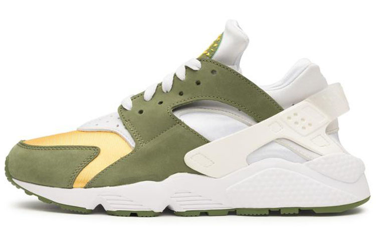 Кроссовки Stussy x Nike Air Huarache (бело-зелено-желтые)