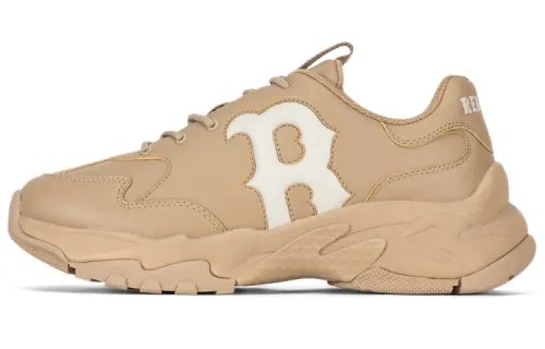 MLB Big Ball Chunky Synthetic Leather Height Increasing Low top Chunky Sneakers Unisex Beige Yellow