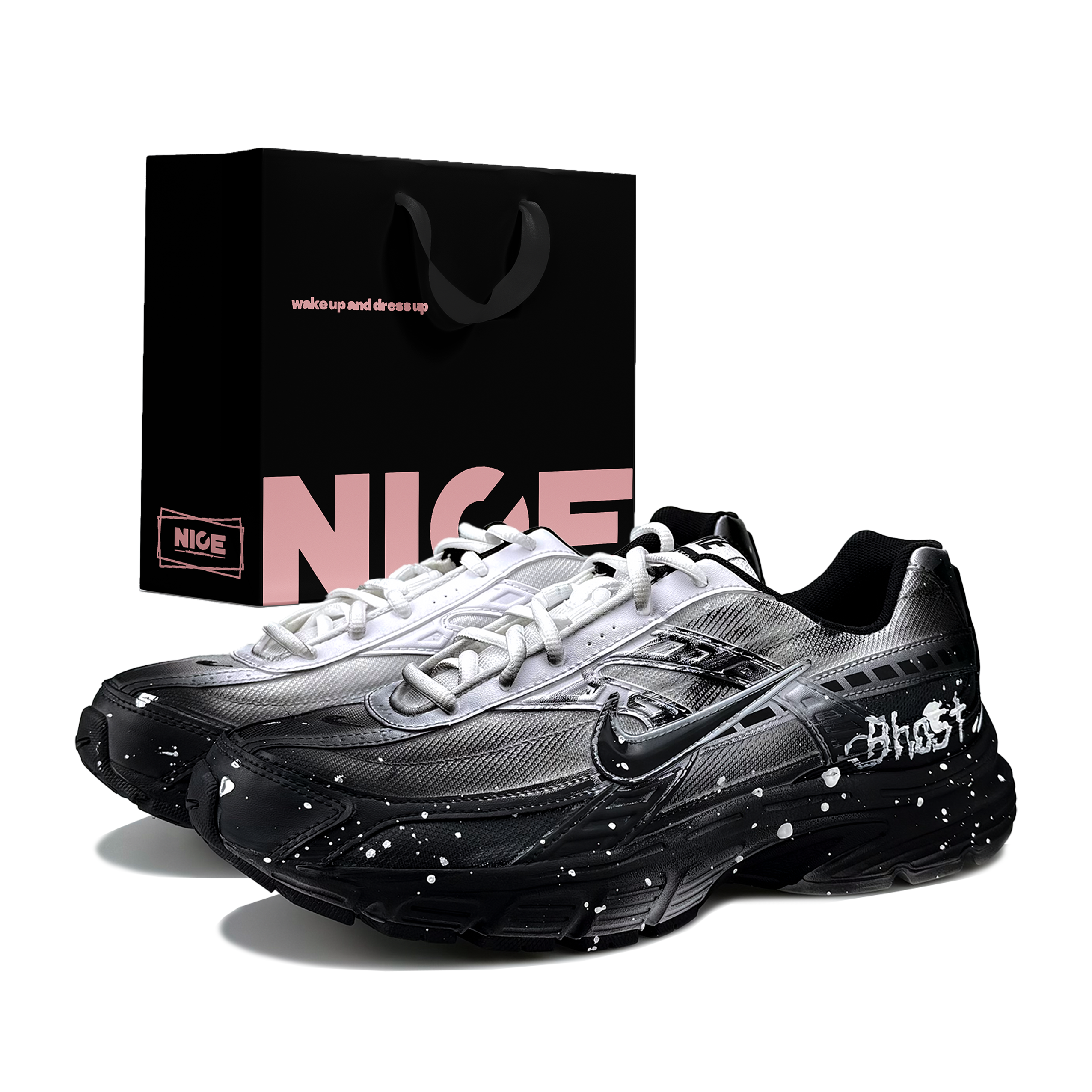 Nike Initiator Abrasion Resistant Low top Running Shoes Men’s Black White