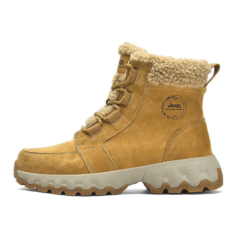 Jeep Fabric Fleece Lined Thermal, Slip Resistant, Abrasion Resistant High top Outdoor Shoes Men’s Yellow