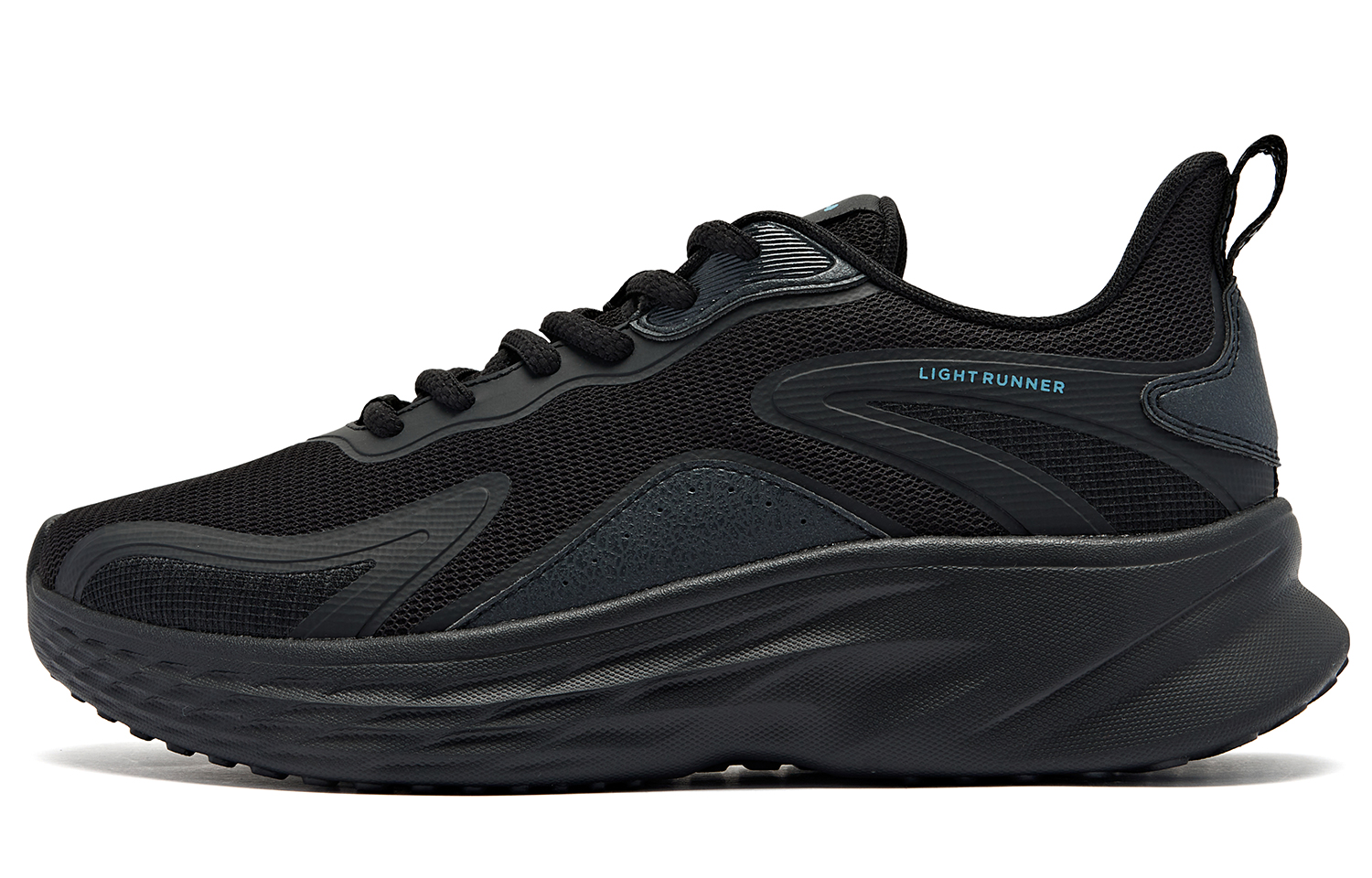 QIAODAN Cushioning Slip Resistant Abrasion Resistant Low top Running Shoes Men’s Black Island Blue