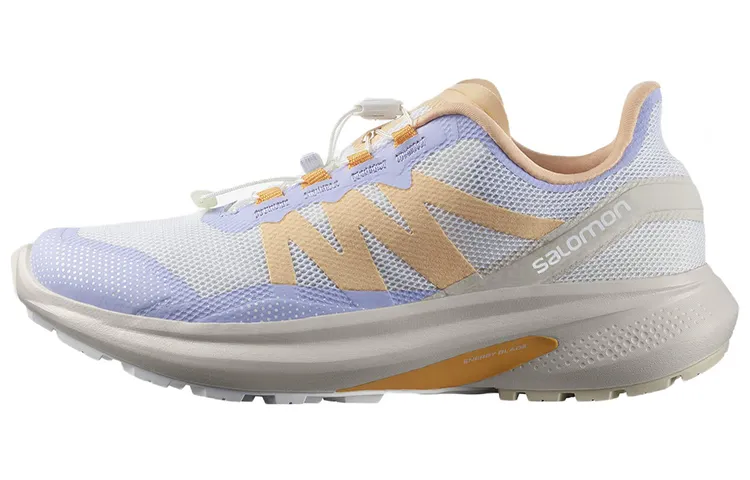 SALOMON Fabric Cushioning Abrasion Resistant Breathable Low top Running Shoes Women's White Purple Orange