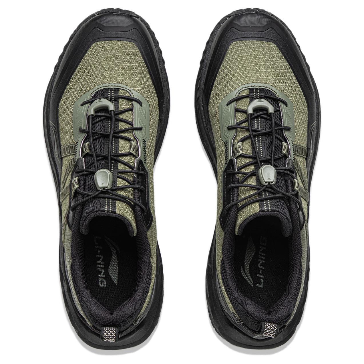 Li Ning Cushioning Slip Resistant Abrasion Resistant Rebound Low top Trail Running Shoes Men’s Green Black