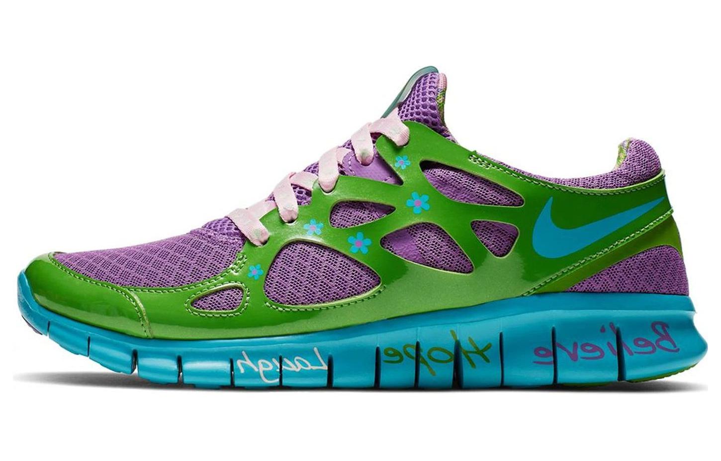 Женские кроссовки Nike Nike Free Run 2.0 (зелено-фиолетовые)