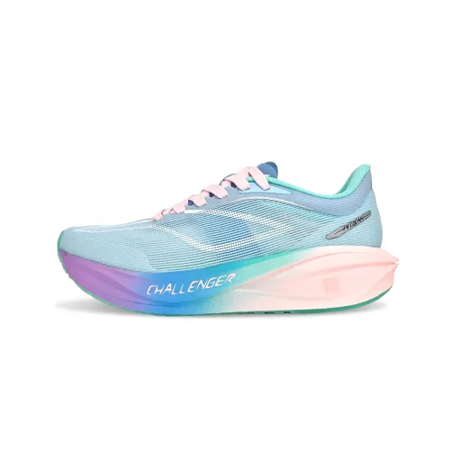 Li Ning Feidian 5 Challenger Cushioning Slip Resistant Abrasion Resistant Low top Casual Running Shoes Unisex Pink Blue