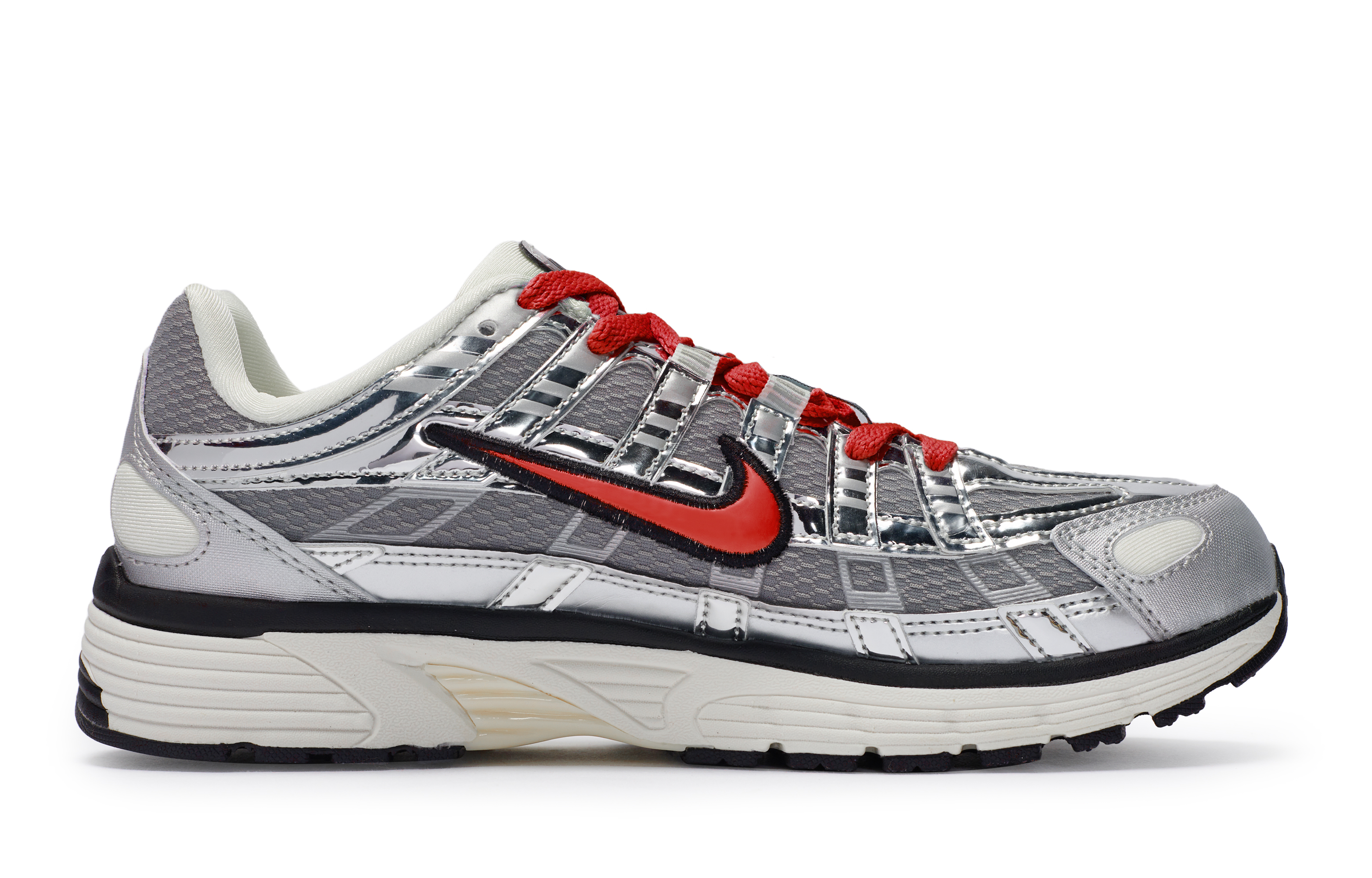 Nike P 6000 Abrasion Resistant Breathable Abrasion Resistant Breathable Low top Running Shoes Unisex Silver Gray Red