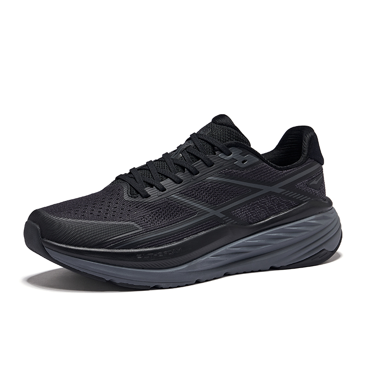 Erke Chiye Cushioning Slip Resistant Breathable Low top Casual Running Shoes Men’s Jet Black Carbon Gray