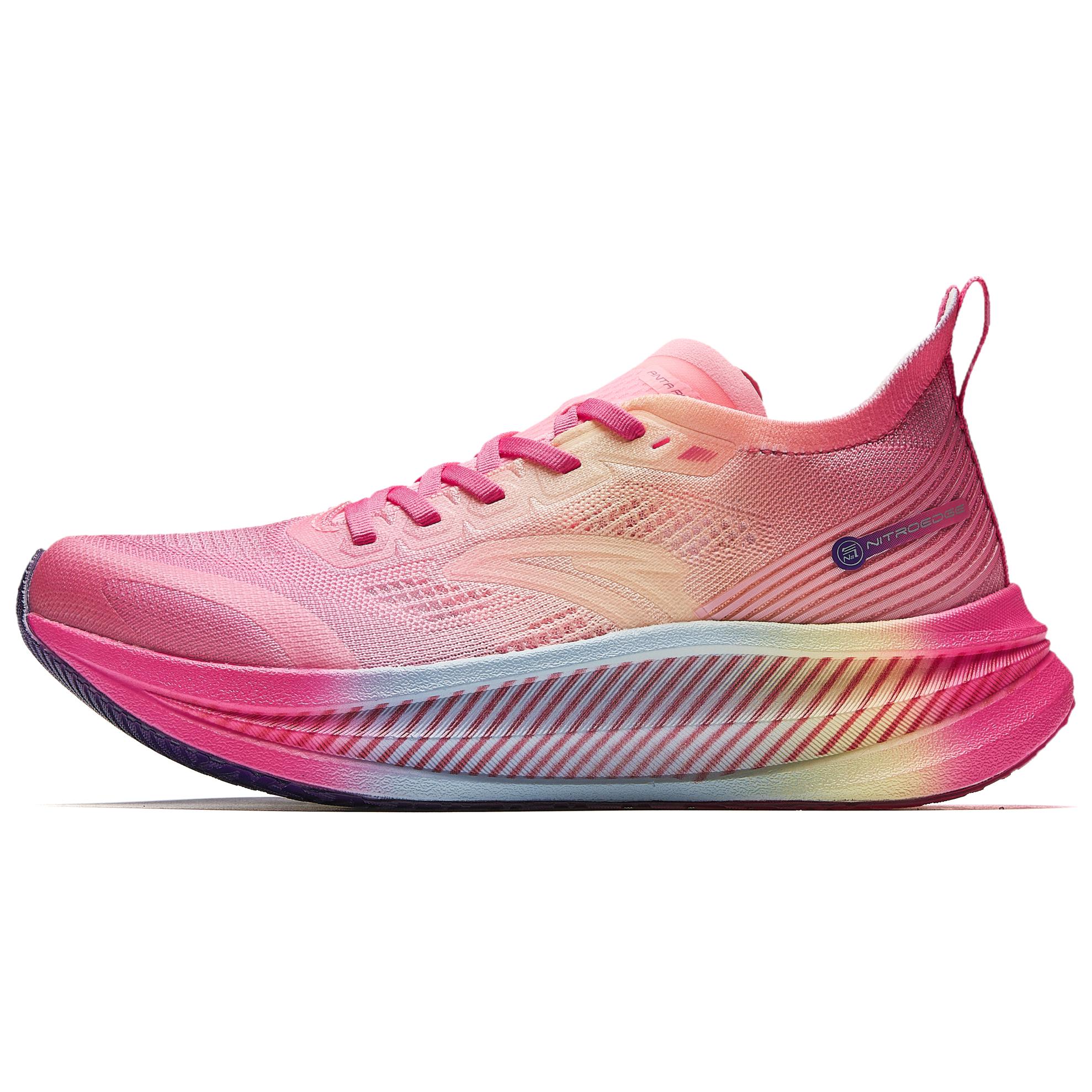Anta Cushioning Abrasion Resistant Breathable Low top Full Length Carbon Plate Running Shoes Women’s Pink Blue Yellow