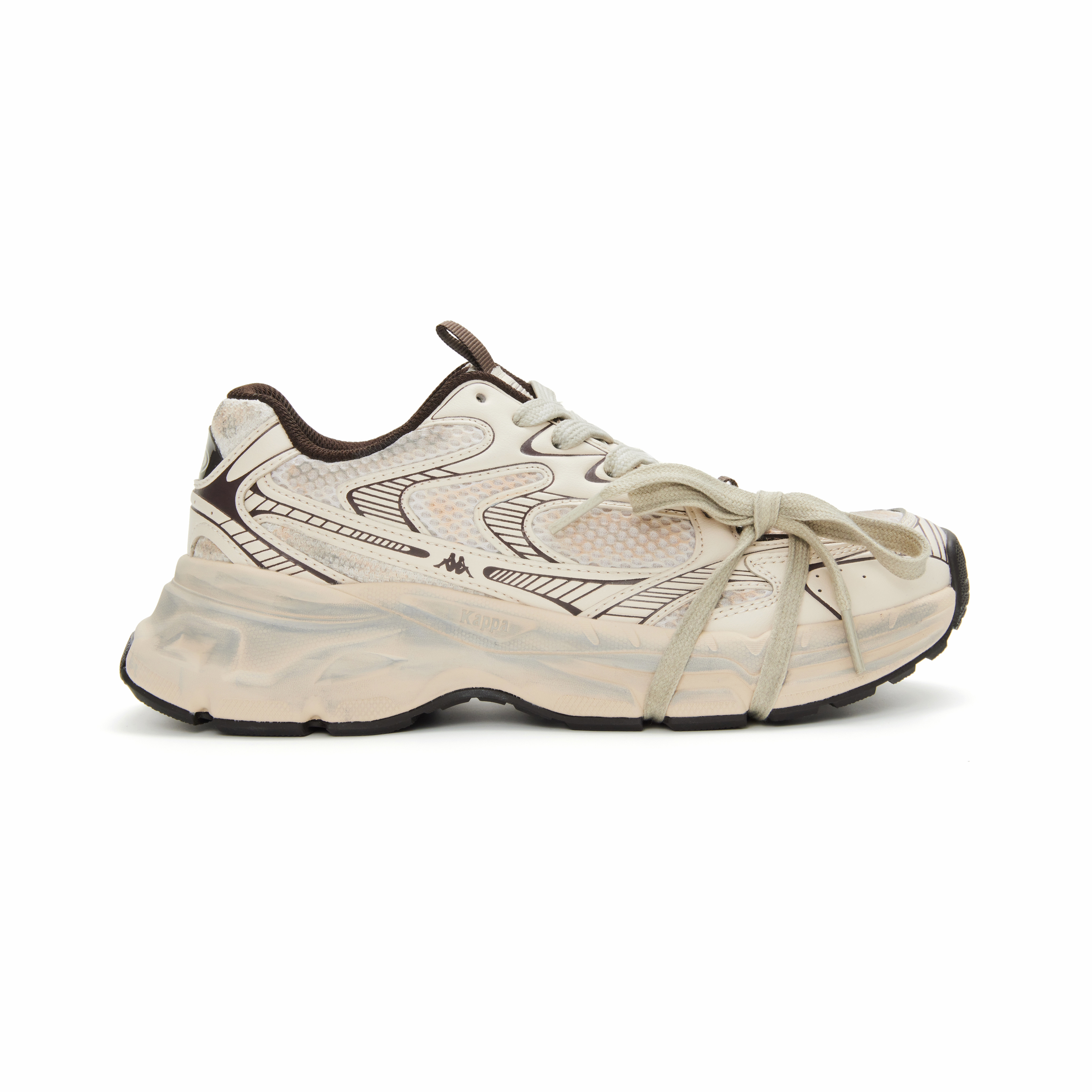Kappa Mesh, Textile Cushioning Slip Resistant Breathable Low top Casual Running Shoes Unisex Beige