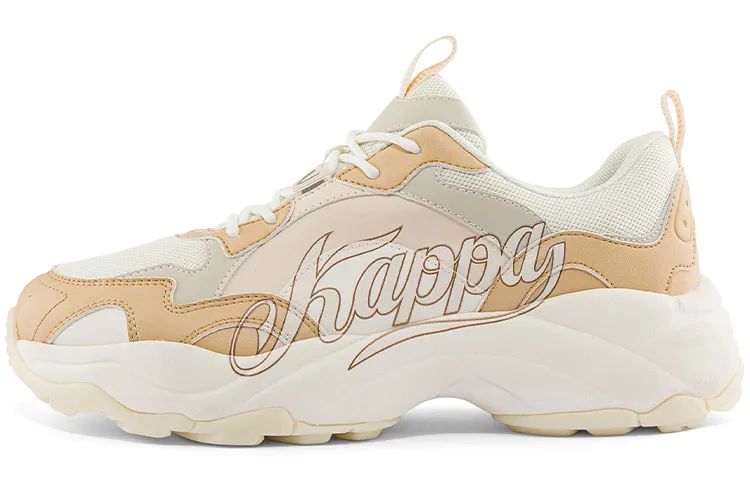 Kappa Abrasion Resistant Slip Resistant Low top Chunky Sneakers Unisex White Light Yellow Umber