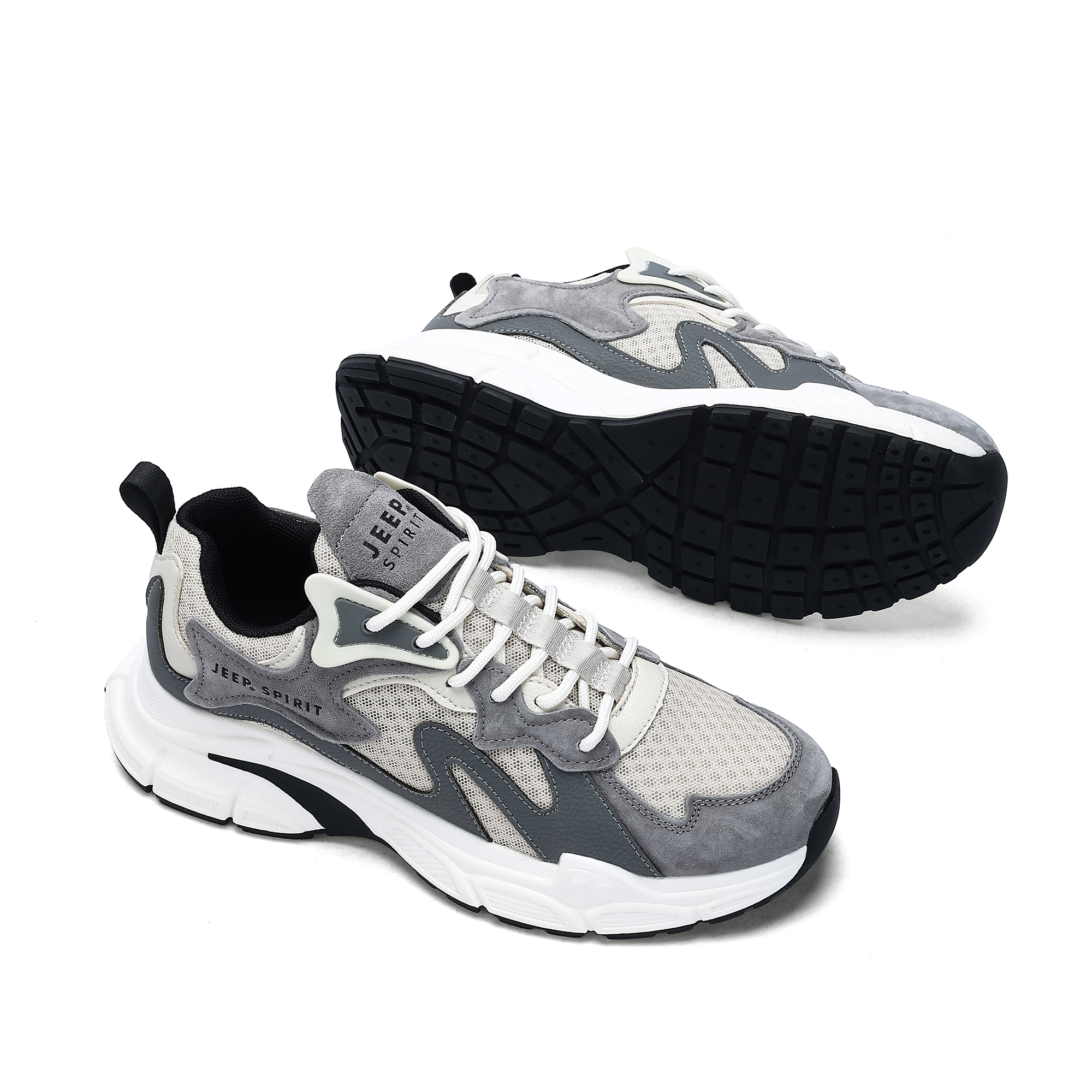 JEEP SPIRIT Cushioning Abrasion Resistant Breathable Lightweight Low top Outdoor Shoes Men’s Time Gray